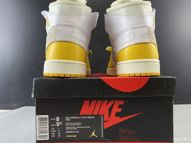 Rep Husky Air White Yellow-Cone Powder Off-White 1 Jordan NRG x Dark AQ0818-149 0729